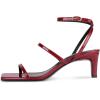imagewetkiss Low Heel Kitten Strappy Heels for Women with Square Toe Ankle Strap Heeled Sandals for Dress Wedding Party Club Date WorkPatent Red