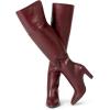 imagewetkiss Thigh High Boots for Women Over the Knee Boots with Chunky Heel Side Zipper Wide Calf Design Stylish and ComfyBurgundy