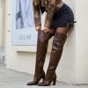 imagewetkiss Thigh High Boots for Women Over the Knee Boots with Chunky Heel Side Zipper Wide Calf Design Stylish and ComfyDark Brown