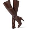 imagewetkiss Thigh High Boots for Women Over the Knee Boots with Chunky Heel Side Zipper Wide Calf Design Stylish and ComfyDark Brown