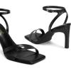 imagewetkiss Womens Heels Square Open Toe Strappy High Heels with Buckle Ankle Strap Heeled Sandals for Women Party Wedding DailyBlack