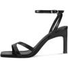imagewetkiss Womens Heels Square Open Toe Strappy High Heels with Buckle Ankle Strap Heeled Sandals for Women Party Wedding DailyBlack