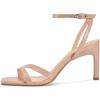 imagewetkiss Womens Heels Square Open Toe Strappy High Heels with Buckle Ankle Strap Heeled Sandals for Women Party Wedding DailyNude