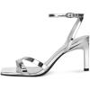 imagewetkiss Womens Heels Square Open Toe Strappy High Heels with Buckle Ankle Strap Heeled Sandals for Women Party Wedding DailySilver