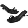 imagewetkiss Womens Lace up Bow Kitten Heeled Sandals Square Open Toe Heels Comfort Dress Wedding Party ShoesBlack