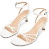 imagewetkiss Womens Sandals Round Open Toe Kitten Heels Adjustable Ankle Strap Low Heels Heeled Sandals for Women Summer Dress Shoes Not Suitable for Wide FeetWhite