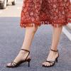 imagewetkiss Womens Sandals Round Open Toe Kitten Heels Adjustable Ankle Strap Low Heels Heeled Sandals for Women Summer Dress Shoes Not Suitable for Wide FeetBlack