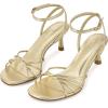 imagewetkiss Womens Sandals Round Open Toe Kitten Heels Adjustable Ankle Strap Low Heels Heeled Sandals for Women Summer Dress Shoes Not Suitable for Wide FeetGold
