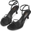 imagewetkiss Womens Sandals Round Open Toe Kitten Heels Adjustable Ankle Strap Low Heels Heeled Sandals for Women Summer Dress Shoes Not Suitable for Wide FeetBlack