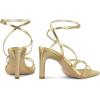 imagewetkiss Womens Sandals Square Open Toe Strappy Heels Ankle Strap High Heel Sandals Comfort Dress Party ShoesGold