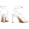 imagewetkiss Womens Sandals Square Open Toe Strappy Heels Ankle Strap High Heel Sandals Comfort Dress Party ShoesWhite