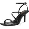 imagewetkiss Womens Sandals Square Toe Strappy Heels Ankle Strap Sexy Stiletto High Heel for Women Summer Dress Shoes WeddingBlack