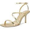 imagewetkiss Womens Sandals Square Toe Strappy Heels Ankle Strap Sexy Stiletto High Heel for Women Summer Dress Shoes WeddingLight Gold