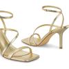 imagewetkiss Womens Sandals Square Toe Strappy Heels Ankle Strap Sexy Stiletto High Heel for Women Summer Dress Shoes WeddingLight Gold