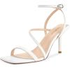 imagewetkiss Womens Sandals Square Toe Strappy Heels Ankle Strap Sexy Stiletto High Heel for Women Summer Dress Shoes WeddingWhite