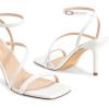 imagewetkiss Womens Sandals Square Toe Strappy Heels Ankle Strap Sexy Stiletto High Heel for Women Summer Dress Shoes WeddingWhite