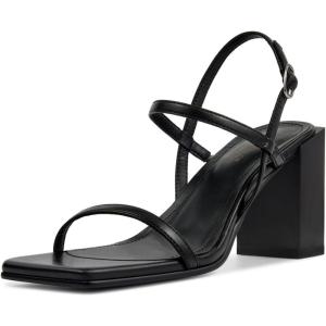 imagewetkiss Chunky Heels for Women with Square Toe Ankle Strap and Chunky Heel Design Comfortable and SassyBlack
