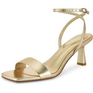 imagewetkiss Kitten Heels Women Heels Sandals Low Heels Cute Heels Strappy Heels Square Toe Heels Black Nude GoldGold