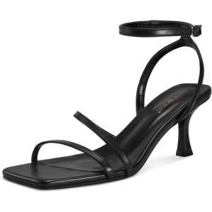 imagewetkiss Kitten Heels for Women Heels Sandals Low Heels Cute Strappy Heels Square Toe Comfortable HeelsBlack