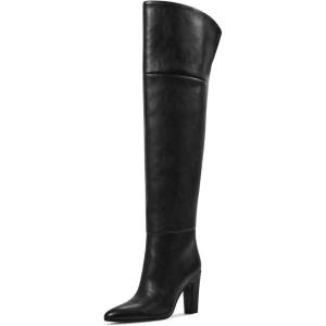 imagewetkiss Thigh High Boots for Women Over the Knee Boots with Chunky Heel Side Zipper Wide Calf Design Stylish and ComfyBlack