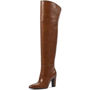 imagewetkiss Thigh High Boots for Women Over the Knee Boots with Chunky Heel Side Zipper Wide Calf Design Stylish and ComfyBrown