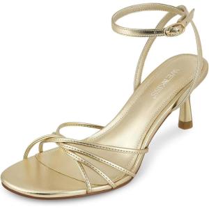 imagewetkiss Womens Sandals Round Open Toe Kitten Heels Adjustable Ankle Strap Low Heels Heeled Sandals for Women Summer Dress Shoes Not Suitable for Wide FeetGold