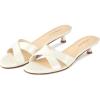imagewetkiss Womens Heeled Sandals Open Round Toe Slip on Kitten Heel Mules Low Heel Slide Sandals for Women Cross Strap Backless Mule Flats Comfortable Summer Dress HeelsPatent White