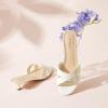 imagewetkiss Womens Heeled Sandals Open Round Toe Slip on Kitten Heel Mules Low Heel Slide Sandals for Women Cross Strap Backless Mule Flats Comfortable Summer Dress HeelsPatent White