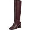 imagewetkiss Knee High Boots Women Pointed Toe Chunky Block Heel Boots with Side Zipper Dress Fashion Fall Long Tall BootBurgundy
