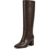 imagewetkiss Knee High Boots Women Pointed Toe Chunky Block Heel Boots with Side Zipper Dress Fashion Fall Long Tall BootChocolate Brown
