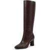 imagewetkiss Knee High Boots for Women Chunky Heel Round Toe Long Boots with Side Zipper and Elastic Band Design Almond Toe Dress Tall Boots Fashion Party Wedding DailyChocolate