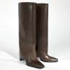 imagewetkiss Knee High Boots Women Fold Over Square Toe Chunky Heel with Half Zipper Long Knee High Dress Tall Boots for Women Fashion Party Wedding DailyHot Chocolate Brownflod Over Boots