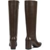 imagewetkiss Knee High Boots Women Pointed Toe Chunky Block Heel Boots with Side Zipper Dress Fashion Fall Long Tall BootChocolate Brown