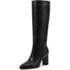imagewetkiss Knee High Boots for Women Chunky Block Heeled Boots with Full Side Zipper Almond Toe Mid Heel Long Boot Womens Fall Winter Boot for Party Date Prom FestivalMatte Black