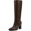 imagewetkiss Knee High Boots for Women Chunky Block Heeled Boots with Full Side Zipper Almond Toe Mid Heel Long Boot Womens Fall Winter Boot for Party Date Prom FestivalChocolate Brown