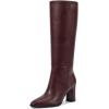 imagewetkiss Knee High Boots for Women Chunky Block Heeled Boots with Full Side Zipper Almond Toe Mid Heel Long Boot Womens Fall Winter Boot for Party Date Prom FestivalMatte Burgundy