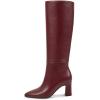 imagewetkiss Knee High Boots for Women Chunky Heel Round Toe Long Boots with Side Zipper and Elastic Band Design Almond Toe Dress Tall Boots Fashion Party Wedding DailyRed