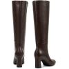 imagewetkiss Knee High Boots for Women Chunky Heel Round Toe Long Boots with Side Zipper and Elastic Band Design Almond Toe Dress Tall Boots Fashion Party Wedding DailyChocolate