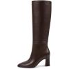 imagewetkiss Knee High Boots for Women Chunky Heel Round Toe Long Boots with Side Zipper and Elastic Band Design Almond Toe Dress Tall Boots Fashion Party Wedding DailyChocolate