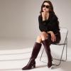 imagewetkiss Knee High Boots for Women Kitten Heel Square toe Tall Boots with Full Side Zipper Low Heel Fashion Dress Long Boot Womens Fall Winter Boot for Date Party EventMatte Burgundy