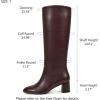 imagewetkiss Low Heel Knee High Boots for Women Regular Calf Friendly Side Zipper Almond Toe Faux Leather Comfortable Boots for Walking Dancing Standing for Long Periods With No PainBurgundy
