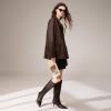 imagewetkiss Low Kitten Heel Women Knee High Boots Regular Calf Friendly Pointed Toe Faux Leather Comfortable Boots with ZipperChocolate Brown
