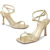 imagewetkiss Strappy Heels for Women Stiletto High Heeled Sandals Adjustable Ankle Strap Square Open Toe for Homecoming Party Dress Wedding DailyMetal Gold
