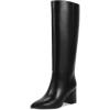 imagewetkiss Knee High Boots Women Chunky Heel Faux Crocodile Boots Pointed Toe Tall PullOn Fall Long BootMatte Black