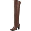imagewetkiss Thigh High Boots for Women Over the Knee Boots with Chunky Heel Side Zipper Wide Calf Design Stylish and ComfyLighter Brown
