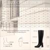 imagewetkiss Boots for Women Knee High Boots Womens Chunky Tall Boots Round Toe Long Boot Fall Knee High Boot Almond Toe Stacked Block Heeled PU LeatherBlack