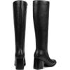 imagewetkiss Boots for Women Knee High Boots Womens Chunky Tall Boots Round Toe Long Boot Fall Knee High Boot Almond Toe Stacked Block Heeled PU LeatherBlack