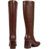 imagewetkiss Boots for Women Knee High Boots Womens Chunky Tall Boots Round Toe Long Boot Fall Knee High Boot Almond Toe Stacked Block Heeled PU LeatherBrown