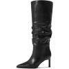 imagewetkiss Knee High Boots Women Chunky Heel Faux Crocodile Boots Pointed Toe Tall PullOn Fall Long BootBlackslouchy