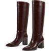 imagewetkiss Knee High Boots Women Chunky Heel Faux Crocodile Boots Pointed Toe Tall PullOn Fall Long BootDark Burgundy
